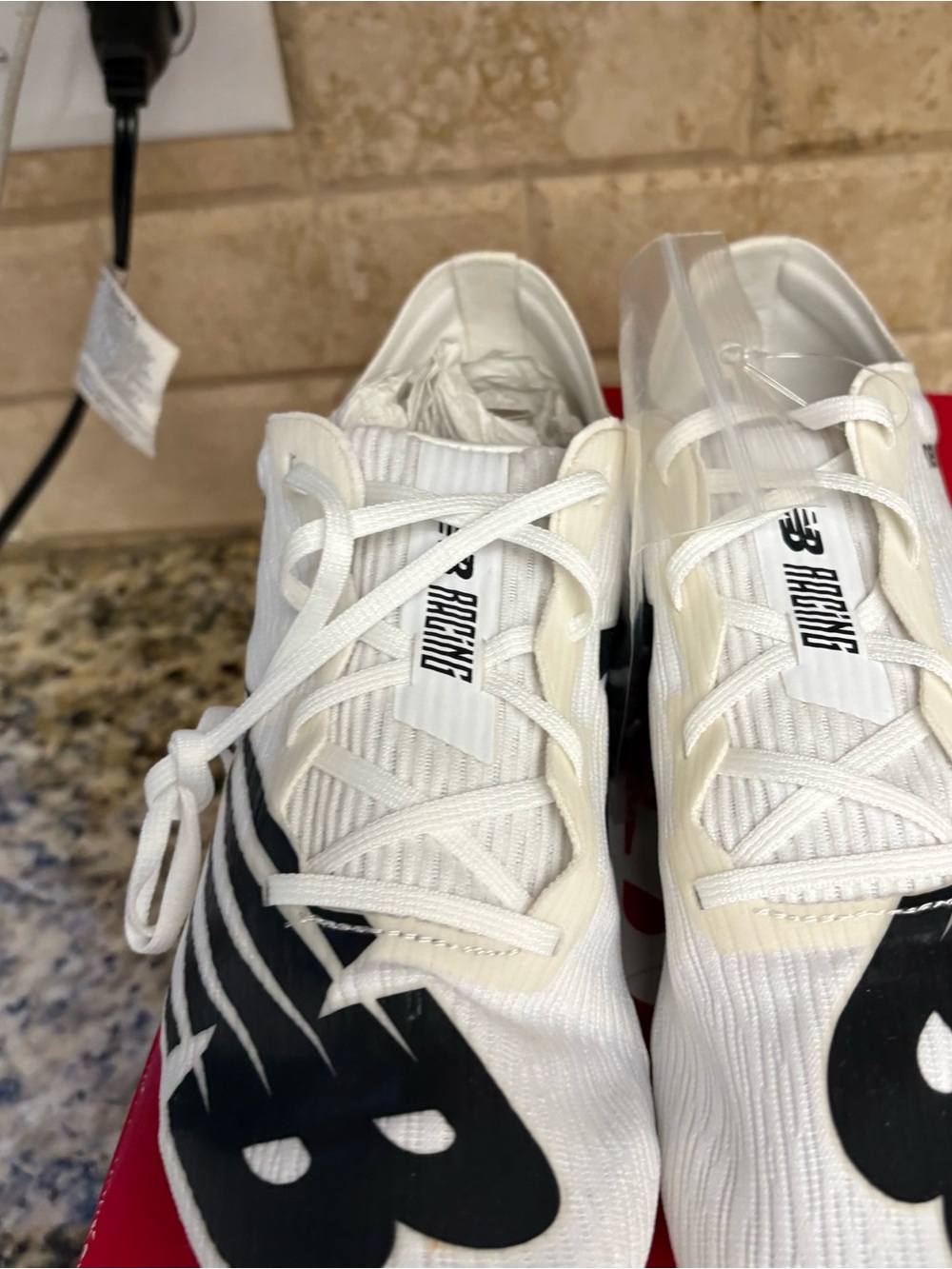 New Balance White and Black Women's Racing Sneakers